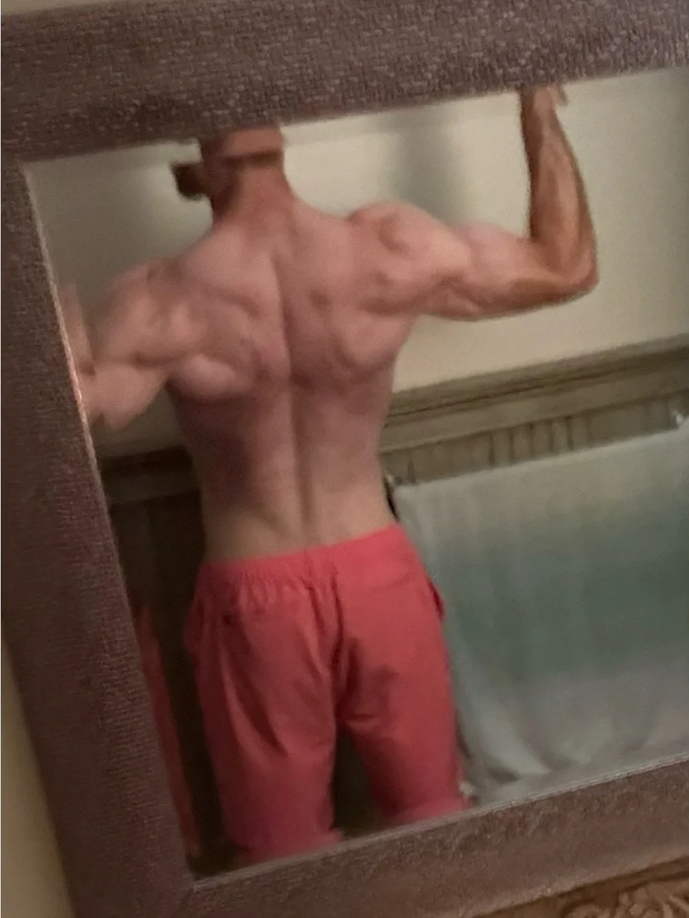 Used gym chubbies Red Swim Board Shorts with White Drawstring